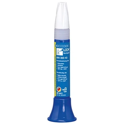 Image of Weicon 30243020 30243110 WEICONLOCK an 302 43 Screw Locking Device 20ml Metal Thread Adhesive Drinking Water Area Suitable Strength Higher Viscosity Prevents loosening, Blue, 20 ml
