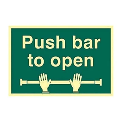 Image of Scan SCA1584 Self adhesive PVC sign Push bar to open Photoluminescent 300 x 200mm