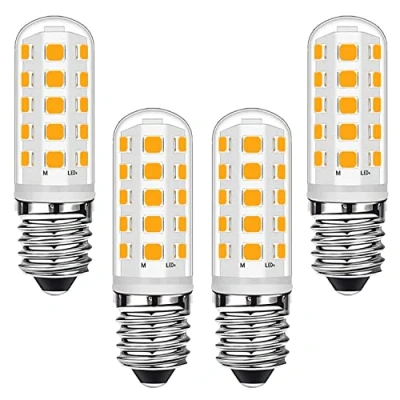 Image of Ugvmn E14 Cooker Hood LED Candle Bulbs 3W Equivalent to 28W Halogen Bulbs, Small Edison Screw Warm White 2700K for Fridge, Hood, Home Lighting, No Flicker, Dimmable, AC 220 240V, 4 Pack