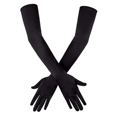 Image of Long Evening Gloves Satin Elbow Bridal Fancy Dress Wedding Prom Opera 1920s Style for Women