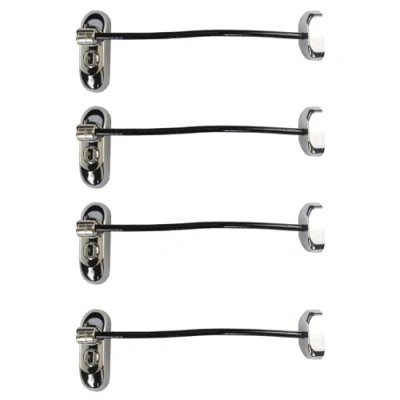 Image of UAP Window Restrictor with Key Safety Locks 20cm Cable, for Child Safety, Security Limiter All Types of Windows (4 Locks, Chrome Black Cable)