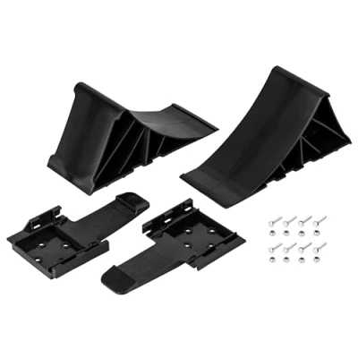 Image of AUTOLIGHT 24 Set of 2 wheel chocks with holder and mounting brake wedges inhibitor shoes support for car trailers caravans up to 1.6 tonnes axle load