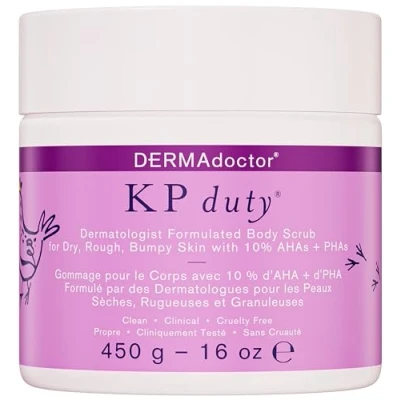 Image of DERMAdoctor KP Duty Skin Care Body Scrub Dermatologist Formulated Exfoliant for Keratosis Pilaris and Dry, Rough, Bumpy with 10% AHAs + PHAs, 450g (20310 7)