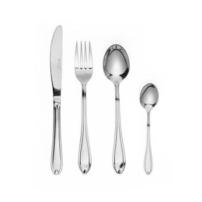 Image of Russell Hobbs RH02224EU Marseille 24 Piece Cutlery Set 18/0 Stainless Steel Tableware for 6 Place Settings, 25 Year Guarantee, Includes Knives, Forks, Tablespoons, Teaspoons, Mirror Polish Finish