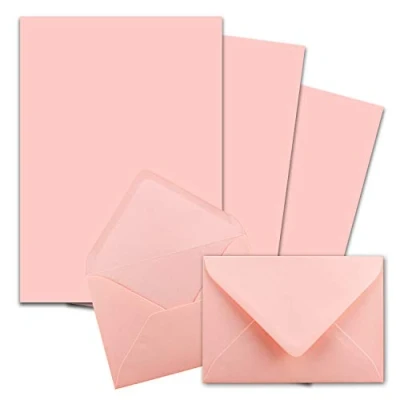 Image of 25 x Writing Paper Sets DIN A4 with C6 Envelopes, Wet Adhesive, Pink, Matte FarbenFroh by Gustav Neuser