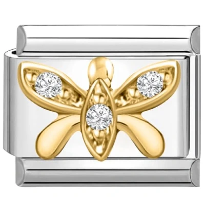 Image of Quiges 9mm Italian Style Charm Link Module Stainless Steel Butterfly for Bracelets