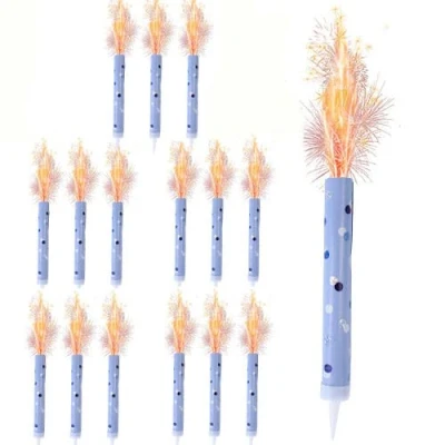 Image of Ice Fountain Candles for Cakes, Cake Sparklers, Toppers, Ideal Christmas Decoration, Birthday Party, Decorations, and Other Special Occasions (15pcs Blue Fountain)