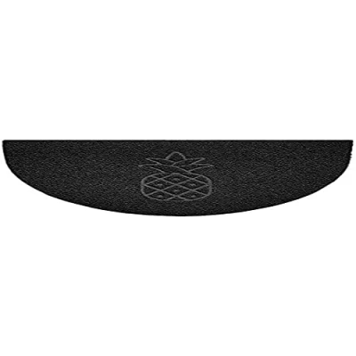 Image of Nicoman Embossed Halfmoon Half Circle Door Mat Dirt Trapper Jet Washable Doormat 70x44cm (Black, PINEAPPLE Shape) Use on Carpet ONLY