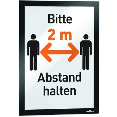 Image of Durable DURAFRAME Self Adhesive Magnetic Frame A4 Format In Black Pack of 1 Frames Document for Professional Internal Signage