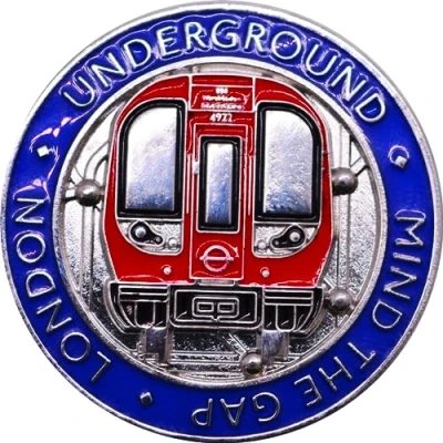 Image of Licensed London Underground Coin Shaped Fridge Magnet 4 Styles Underground, Mind the Gap, and train (Train)