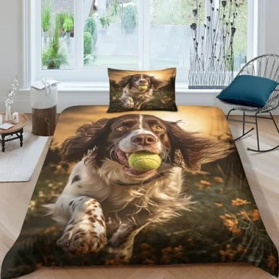 Image of cenmoo Springer Spaniel King Size Duvet Cover Sets 3D Pattern Printed Bedding SizeCute Dog Quilt Set Bed Covers Double BedSingle（135x200cm）