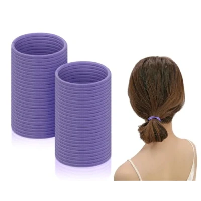 Image of SCSpecial Elastic Hair Ties 50 Pieces Bands 2.5 mm Ponytail Holders for Women and Girls Purple