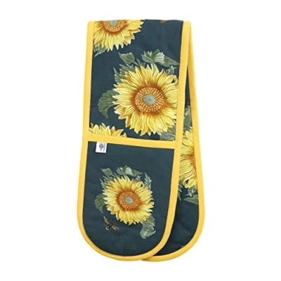 Image of RHS Sunflower Double Oven Gloves, Navy