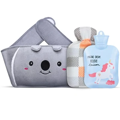Image of Hot Water Bottle, Warm Bag Rubber Pouch with Soft Plush Hand Waist Warmer Cover, Cute Unicorn for Pain Relief from Arthritis, Headaches, and Cold Therapy
