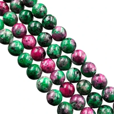 Image of AAA Natural Ruby Zoisite Gemstone 8mm Round Plain Beads 15&quot; Long Strand, for Jewelry Making, Beads, Use