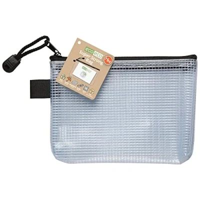 Image of eco Mini 95% Recycled Super Strong Bag, Waterproof Mesh Tuff Reinforced, Black/Clear Zip Closure eco036