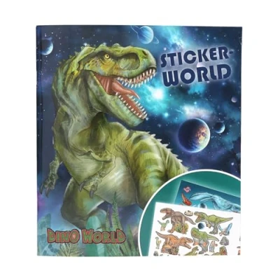 Image of Depesche 13208 World Galaxy Sticker Book with 20 Pages to Design Cool Dino Motifs Includes 3 Double Sided Stickers Multi Coloured