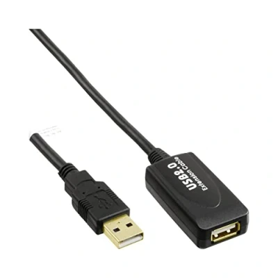 Image of InLine USB 2.0 Active Extension with Signal Amplification Repeater Male A to Female Black 7.5m
