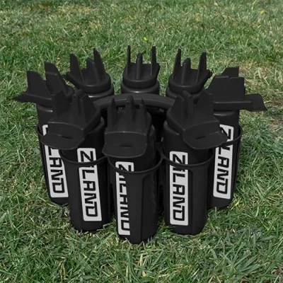 Image of Ziland Hybrid Water Bottle Set 8 x 1 Litre Easy Squeeze Bottles and Carrier Perfect for Sports Teams Hygienic as there is no mouth contact with the nozzle (Black/Black Black Carrier)