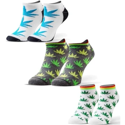 Image of Sesto Senso Funny Ankle Sneaker Low Cut Socks Cotton Colorful Footies Women Men 1 3 pairs Oddsocks 6/35 38 Leaves Marijuana