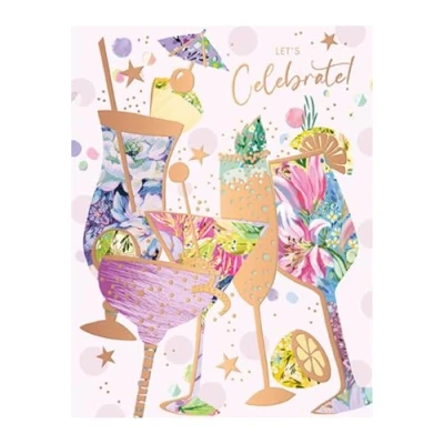 Image of Words N Wishes Female Birthday Card General for Women Cocktail Glasses with Embossed Foil Deatils Eco Friendly and Recyclable
