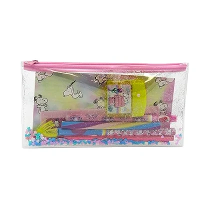 Image of CYPBRANDS Unisex Kid&#039;s Snoopy Pencil Case Set with Stationery Accessories, Multicoloured, One Size