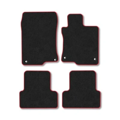 Image of Car Mats Compatible with Honda Accord (2008 ) Tailored Fit Red Carpet Floor Set Accessory Custom 4 Pieces Anti Slip Backing &amp; Binding Trim Edge