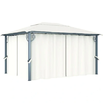 Image of vidaXL Gazebo with Curtain 400 x 300 cm Cream Aluminium