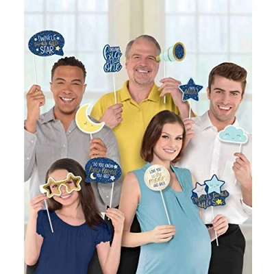 Image of Amscan 3900256 Twinkle Little Star Baby&#039;s Birthday Party Photo Booth Props 13 Pack