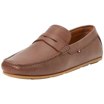 Image of Tommy Hilfiger Men Loafers Casual Leather Driver, Brown (Winter Cognac), 40