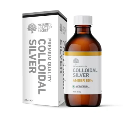 Image of Nature&#039;s Greatest Secret Premium Quality Antibacterial Amber 80% Colloidal Silver Bottle 300ml