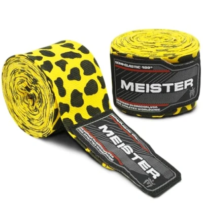 Image of Meister Pair of Elastic Cotton Hand Wraps for MMA and Boxing Leopard Print 180&quot;
