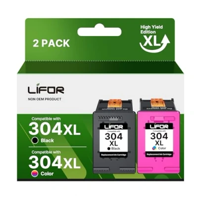 Image of LIFOR 304XL Printer Ink 304 XL Cartridges Combo Pack Replacement for HP Black and Colour Envy 5010 5020 5032 5030 5000 DeskJet 3760 3762 2600 2620 2630 2633 3720 3750