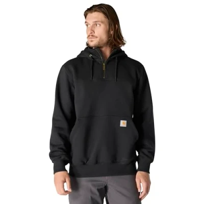 Image of Carhartt Men&#039;s Rain Defender Paxton Heavyweight Hooded Zip Sweatshirt Black