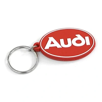 Image of Audi A16 2283 Keyring Logo Plum Oval Pendant Red/White, red, standard size, Retro