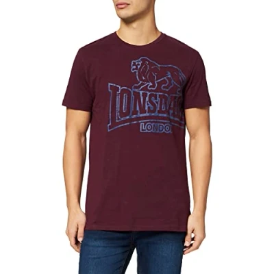 Image of Lonsdale London Men&#039;s Longsett Regular fit t Shirt, Mens, 111262, Vintage Oxblood, XXX Large