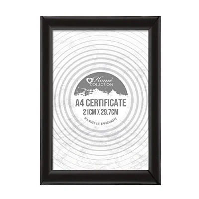 Image of Home Collection Black A4 Certificate Photo Frame with Clear Plastic Front Panel