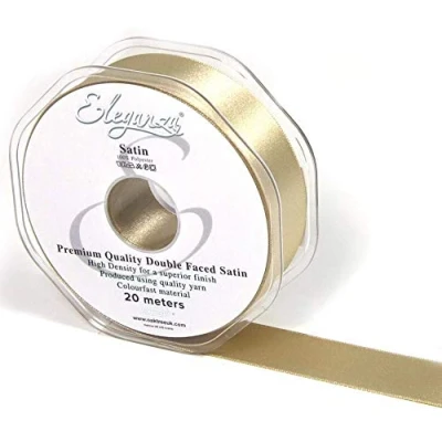 Image of Eleganza Double Faced Satin Ribbon Taupe 25mm x 20m