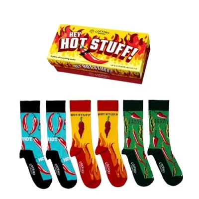 Image of Cockney Spaniel Hey Hot Stuff! 3 Pairs of Scorching socks UK 6 11 EUR 39 46 US 7 12