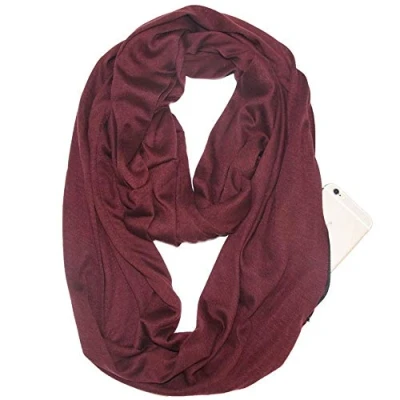 Image of Ulalaza Infinity Scarf with Hidden Zipper Pocket Lightweight Travel Wrap for Women Girls