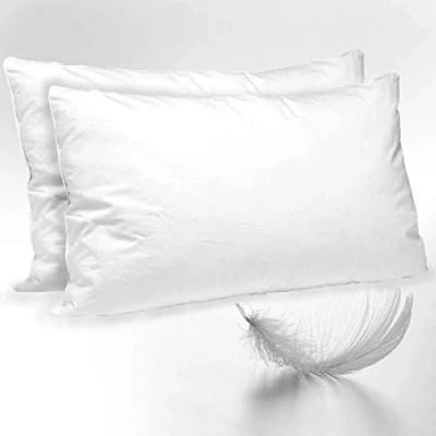 Image of New Duck Feather Pair of Pillows 100% Proof Cotton Cover. (Pack 4)