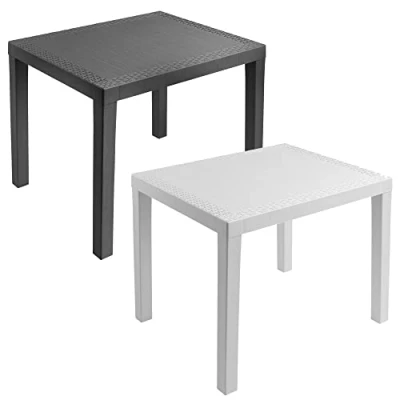 Image of Rectangle Garden Plastic Patio Dining Bench Whether Proof Table Indoor Outdoors (Anthracite)