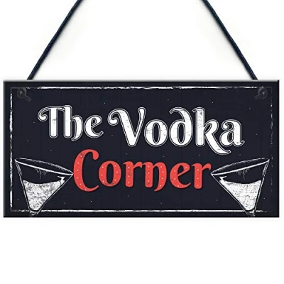 Image of RED OCEAN Vodka Corner Garden Shed Sign Kitchen Plaque Funny Alcohol Home Bar Pub Friend Gifts