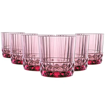 Image of 6x Pink 300ml America &#039;20s Tumbler Glasses By Bormioli Rocco
