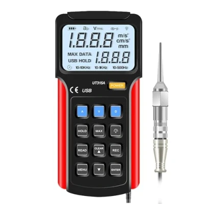 Image of Digital Vibration Meter, Portable Analyzer, with Highly Sensitive Probe, Can Store Data, for Acceleration, Velocity and Displacement Measurement