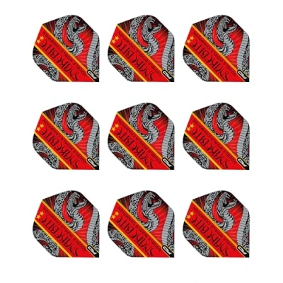 Image of Red DRAGON Peter Wright Snakebite Hardcore Ionic &amp; Grey Standard dart flights 3 sets per pack (9 in total)