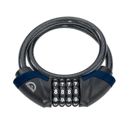 Image of Squire Locks Kilda Combi 10/600 Integrated Bike Cable Lock 4 Wheel Combination Lightweight Tough 600 mm Locking Length 10 Diameter