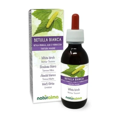 Image of White Birch (Betula pendula, alba or verrucosa) Leaves Alcohol Free Mother Tincture Naturalma Liquid Extract Drops 120 ml Food Supplement Vegan