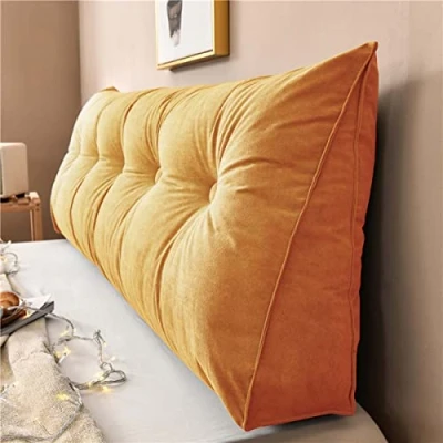 Image of Yanman Large Wedge Pillows Headboard Triangular Rest Reading Pillow, Lumbar Support Cushion Waist Backrest, Soft Sofa Daybed Positioning Bolster, 200x50x20cm