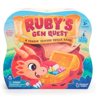 Image of Learning Resources Ruby’s Gem Quest Skills Game, Toys for 3 Year Old Boys and Girls, Introduce Scissor Skills, Educational Games
